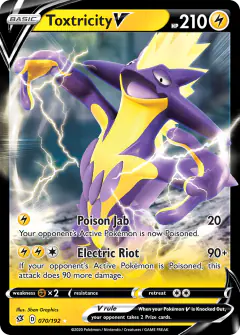 Toxtricity V Rare Holo V card from Rebel Clash