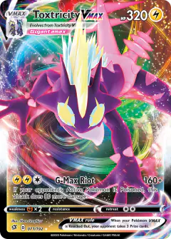 Toxtricity VMAX Rare Holo VMAX card from Rebel Clash