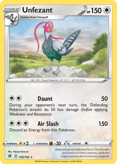 Unfezant Rare card from Rebel Clash