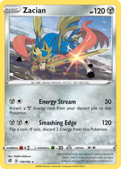 Zacian Rare card from Rebel Clash