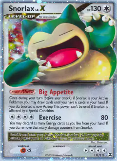 Snorlax LV.X Rare Holo LV.X card from Rising Rivals