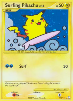 Surfing Pikachu Rare Secret card from Rising Rivals