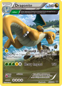 Dragonite Rare Holo card from Roaring Skies