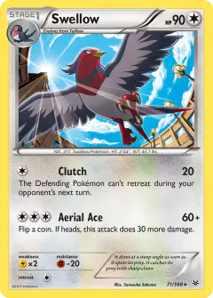 Swellow Rare card from Roaring Skies