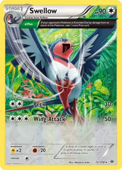 Swellow Rare Holo card from Roaring Skies