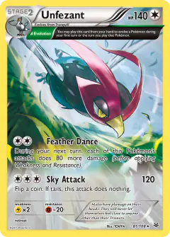 Unfezant Rare card from Roaring Skies