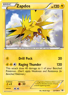 Zapdos Rare card from Roaring Skies