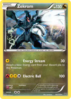 Zekrom Rare Holo card from Roaring Skies