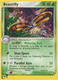 Beautifly Rare Holo card from Ruby & Sapphire