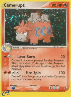 Camerupt Rare Holo card from Ruby & Sapphire
