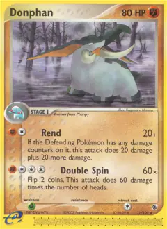 Donphan Rare card from Ruby & Sapphire