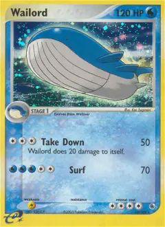 Wailord Rare Holo card from Ruby & Sapphire