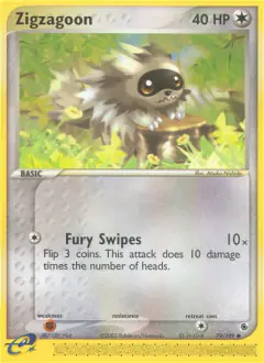 Zigzagoon Common card from Ruby & Sapphire