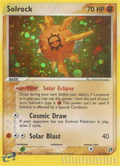 Solrock Rare Holo card from Sandstorm