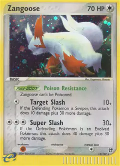 Zangoose Rare Holo card from Sandstorm