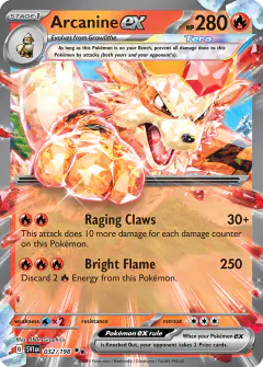 Arcanine ex Double Rare card from Scarlet & Violet Base