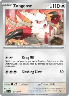 Zangoose Uncommon card from Scarlet & Violet Base