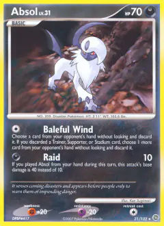 Absol Rare card from Secret Wonders