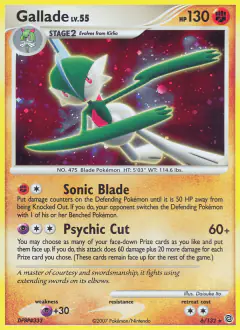 Gallade Rare Holo card from Secret Wonders