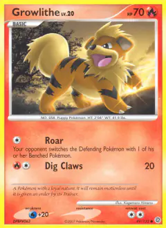 Growlithe Common card from Secret Wonders