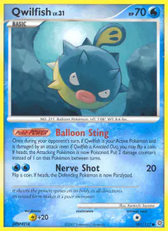 Qwilfish Common card from Secret Wonders