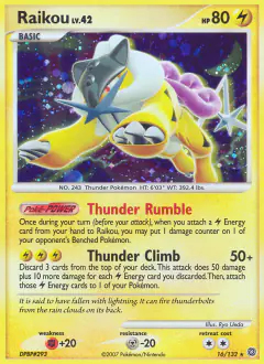 Raikou Rare Holo card from Secret Wonders