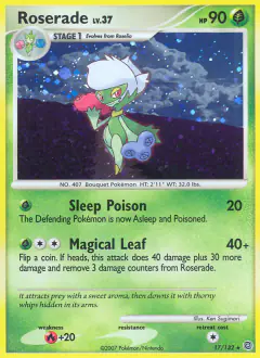 Roserade Rare Holo card from Secret Wonders