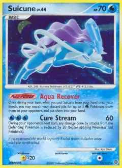 Suicune Rare Holo card from Secret Wonders