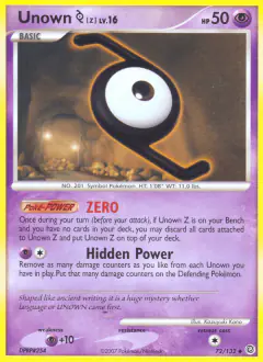 Unown [Z] Uncommon card from Secret Wonders