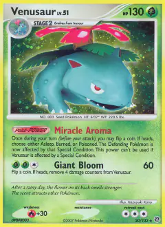 Venusaur Rare Holo card from Secret Wonders