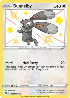 Bunnelby Rare Shiny card from Shining Fates
