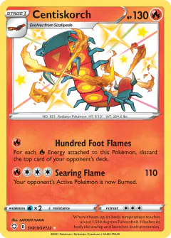 Centiskorch Rare Shiny card from Shining Fates