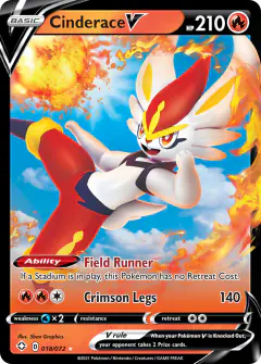 Cinderace V Rare Holo V card from Shining Fates