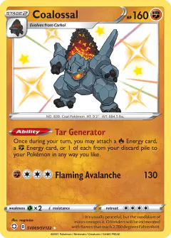 Coalossal Rare Shiny card from Shining Fates