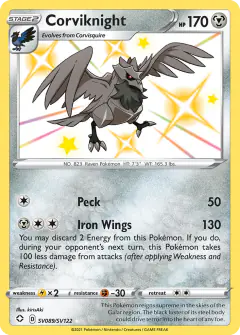 Corviknight Rare Shiny card from Shining Fates