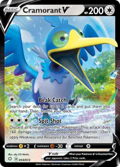 Cramorant V Rare Holo V card from Shining Fates
