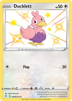 Ducklett Rare Shiny card from Shining Fates