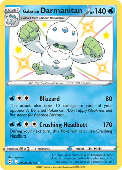 Galarian Darmanitan Rare Shiny card from Shining Fates