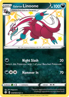 Galarian Linoone Rare Shiny card from Shining Fates
