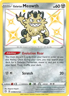 Galarian Meowth Rare Shiny card from Shining Fates