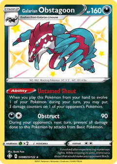 Galarian Obstagoon Rare Shiny card from Shining Fates