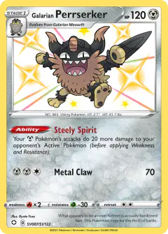 Galarian Perrserker Rare Shiny card from Shining Fates