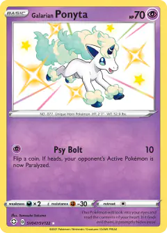 Galarian Ponyta Rare Shiny card from Shining Fates