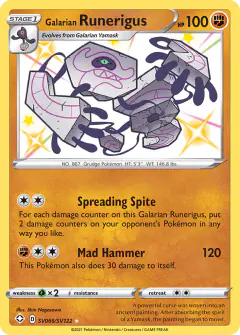 Galarian Runerigus Rare Shiny card from Shining Fates