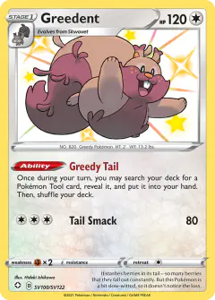 Greedent Rare Shiny card from Shining Fates
