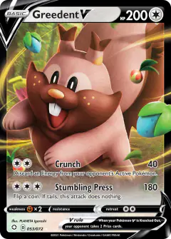 Greedent V Rare Holo V card from Shining Fates