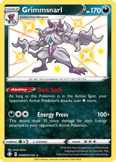 Grimmsnarl Rare Shiny card from Shining Fates