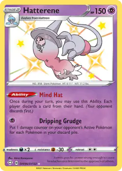 Hatterene Rare Shiny card from Shining Fates
