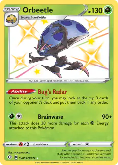 Orbeetle Rare Shiny card from Shining Fates