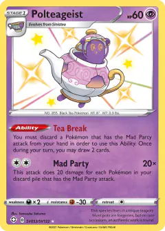 Polteageist Rare Shiny card from Shining Fates